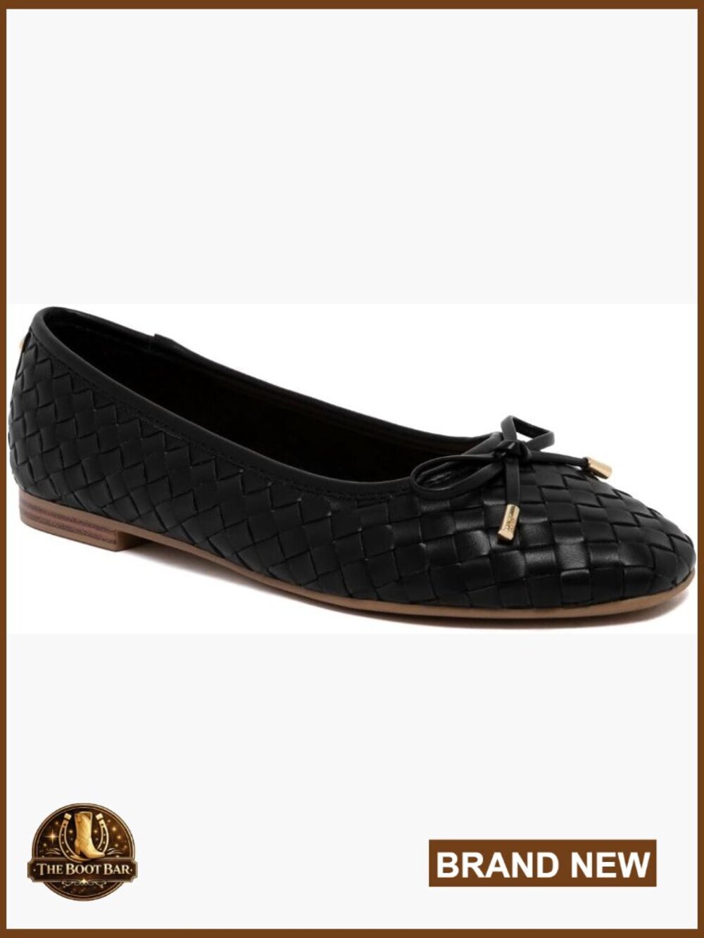 Woven Ballet Flats with Bow Accent, Memory Foam Insole, Slip On Dress Shoes